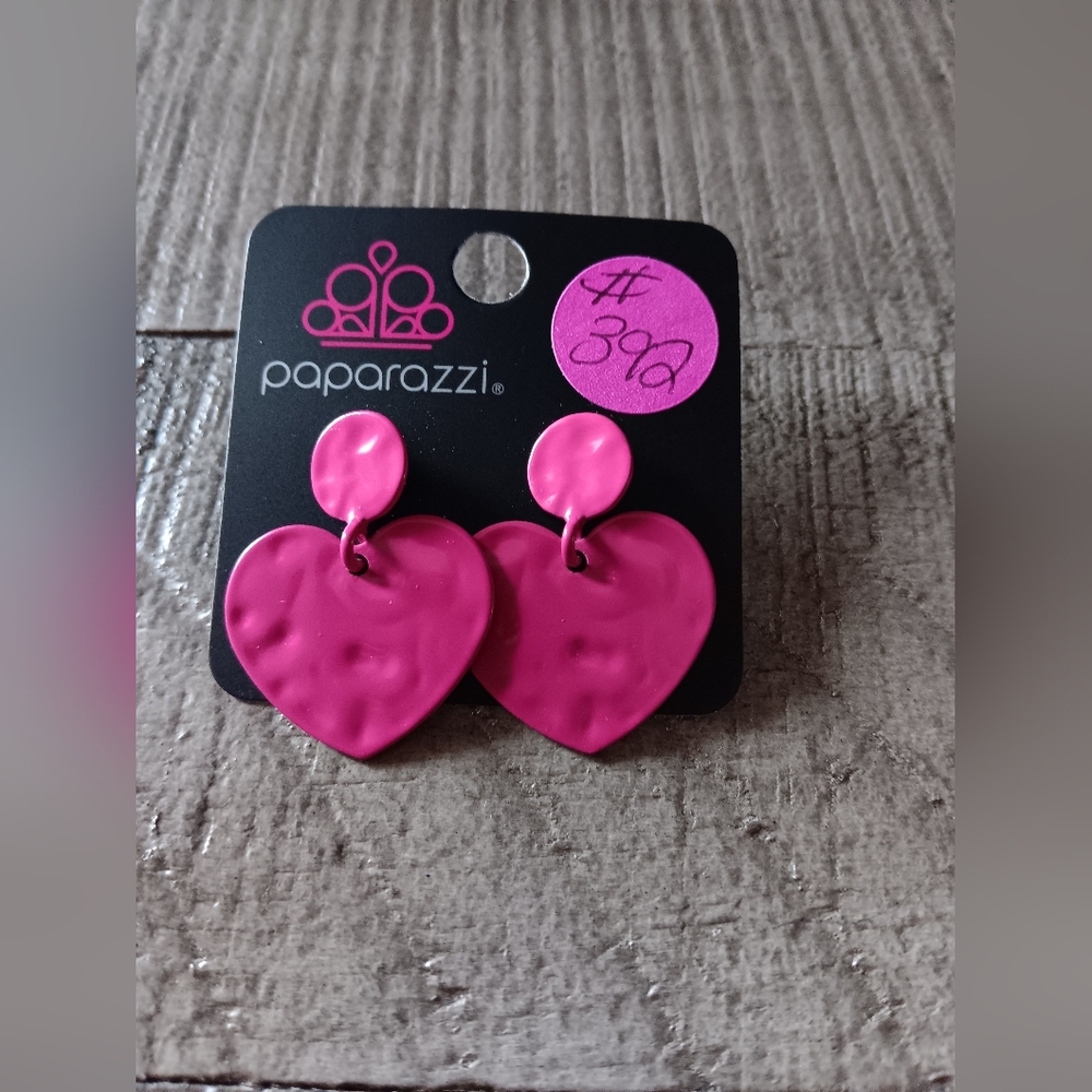 Paparazzi Pink Heart Earrings for Kids - Picture 4 of 4